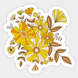 Vintage boho floral dream in yellow Sticker